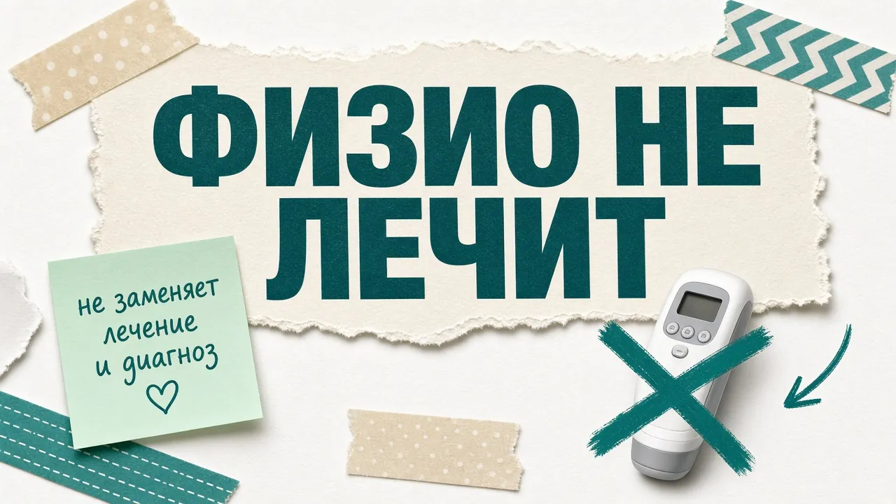 Стикер: перечёркнутый магнит и надпись «Физио не лечит»