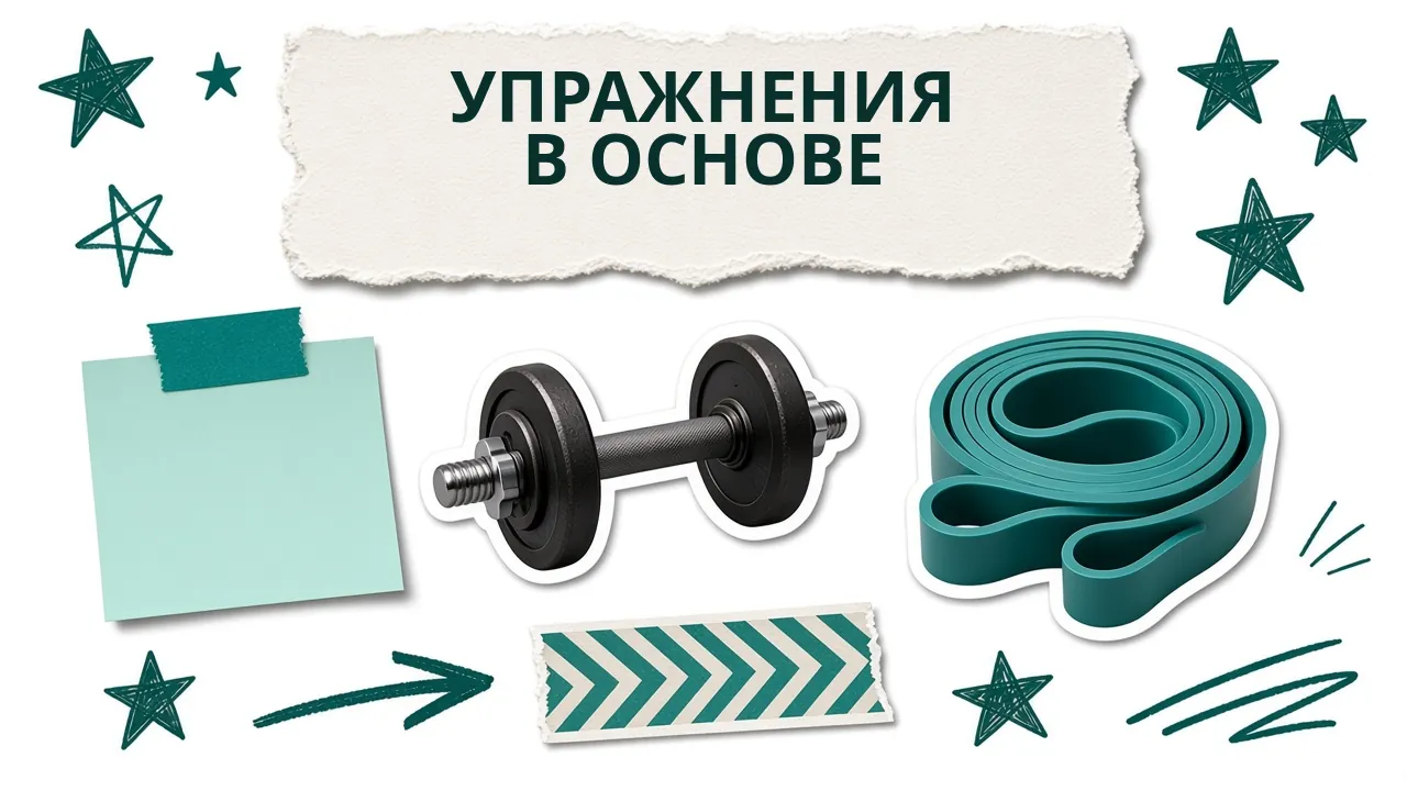 Карточка «Упражнения в основе»: гантель и эспандер-лента
